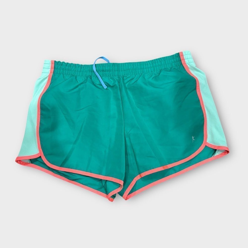 Danskin Women's Athletic Running Shorts Teal Coral Large - Picture 2 of 6